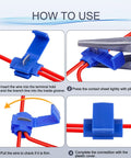 Instructions for using 140 Piece DIY Ready Quick Splice Wire Connector Set For 22 To 18 AWG 16 To 14 AWG And 12 To 10 AWG.