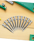 Lawn Aerator Shoes Spikes Kit With Durable Metal Nails For Lawn Aeration, Easy Install No Sweat, 20 piece set on wooden background.