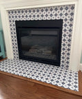 Fireplace with Talavera Tile Stickers 24 Pack Peel And Stick Wall Decals For Bathroom And Kitchen Easy Application Boho Chic Backsplash 4x4 Inch Star Tile Design Perfect For Tiles And Accent Walls applied.