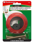 Tank To Bowl Bolt And Gasket Kit 6102 For Toilet Repair with universal sponge rubber gasket and brass bolts in packaging