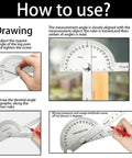 Heavy Duty Stainless Steel Angle Finder Protractor 180 Degree Dual Arm Ruler demonstrating usage for angle measurement.