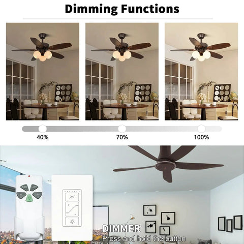 Ceiling Fan Remote Control Kit With Dimmer Light Switch, Wall Switch UC9050T Replacement for dimming functions display