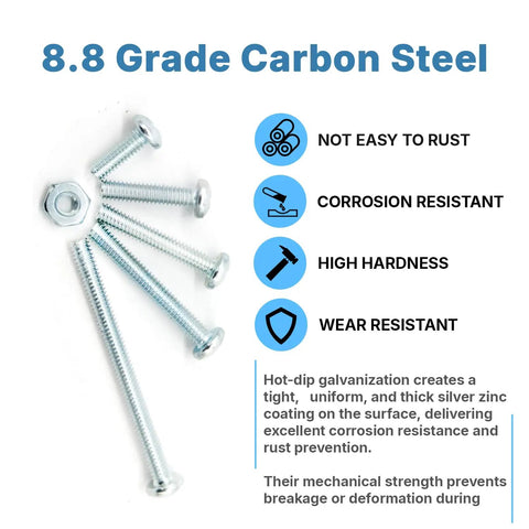 No Hassle Heavy Duty Hardware Box Packing Beefy Thread Size Six Thirty Two Machine Screws And Zinc Coated Carbon Steel Phillips Pan Head Bolts with a nut.