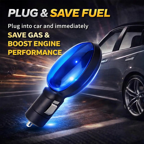 2026 Upgraded Fuel Saver Device For Cars, Smart Gas Economizer With Voltage Stabilizer To Maximize Range And MPG, Easy Plug In Stabilizer For Smoother Acceleration, Universal Gas Saver For All Vehicles, 2 Pack shown beside a car