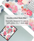 Large Pink Floral Desk Pad For Computer And Gaming Setup 31.5 Inch By 15.7 Inch Waterproof PU Leather Extended Mouse Mat