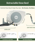 Retractable Garden Hose Reel With Automatic Rewind Easy Setup Wall Mounted 100 Ft Seaweed Green with sprayer nozzle image