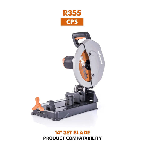 Chop saw with 14 Inch Multi Material Replacement Blade For Rage2 And Evosaw380 Chop Saws All In One Wood Steel Aluminum Plastic Cutting Blade