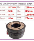 Straight Shooting Heavy Duty Wet Type Electromagnetic Clutch Multi Plate Spline Design for Industrial Automation, 210mm diameter.