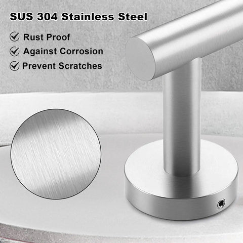 Close-up of 8 Piece Bathroom Hardware Set with 23.6 Inch Towel Racks, brushed nickel finish, durable SUS 304 stainless steel.