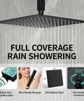 SR SUN RISE 12 Inch Ceiling Mount Shower System, Matte Black with anti-backflow valve and 304 stainless steel rain shower head.