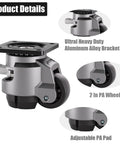 Heavy Duty Leveling Casters Set Of 4 With Beefy 2200Lbs Load Capacity Adjustable Leveling Feet Retractable Swivel Plate Detail