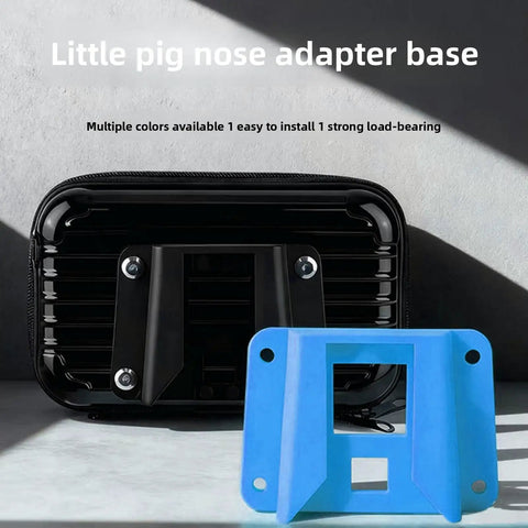 Bike Carrier Luggage System Upgrade For Folding Bikes With Quick Mount For Bicycle Basket, blue adapter base shown