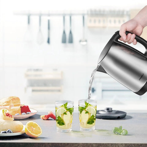Pouring water from 1.7L Stainless Steel Electric Tea Kettle With LED Light, BPA Free, Auto Shut Off, Boil Dry Protection, 1500W Fast Boil