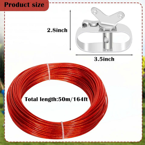 164 Ft Above Ground Pool Cover Cable And Winch Kit with 2.8x3.5 inch winch and 164 ft cable