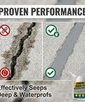 Before and after image showing Heavy Duty Waterproof Concrete Crack Filler And Sealant For Driveways And Foundations applied in a crack.