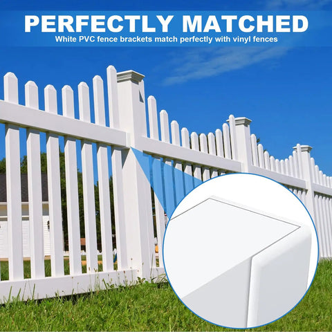 20 Pack White Vinyl Fence Rail Mount Brackets U Mount Bracket Kit For Railings Fences Walls 2 Inch By 3.5 Inch Durable Outdoor Hardware