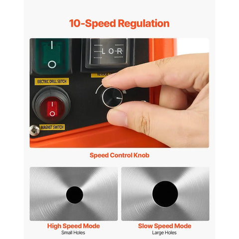 Speed control knob for Hardcore 1450W Magnetic Core Drill 2 Inch Hole Capacity 2922 Pound Holding Force Variable Speed.