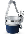 7 Liter Insulated Ice Bucket With Lid, Scoop And Tongs, vacuum sealed stainless steel, durable strap, bar-grade, blue