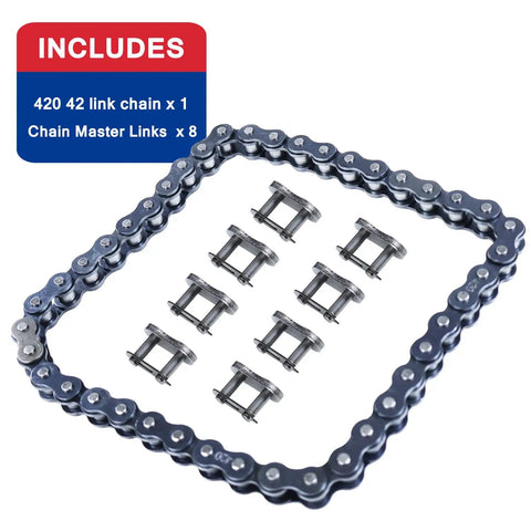 Front 420 Jackshaft Chain 42 Links Mini Bike Drive Chain Heavy Duty With 8 Master Links For Coleman CT200U