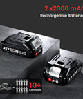 Dual 21V 2.0Ah batteries for Beefy 10000 PSI Cordless Grease Gun Kit With Dual Batteries 39.4 Inch Hose Three Couplers LED Light Auto Pumping Mode For Automotive Farm Truck And Trailer Maintenance