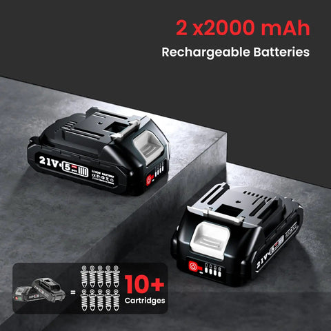 Dual 21V 2.0Ah batteries for Beefy 10000 PSI Cordless Grease Gun Kit With Dual Batteries 39.4 Inch Hose Three Couplers LED Light Auto Pumping Mode For Automotive Farm Truck And Trailer Maintenance