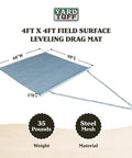 Heavy Duty Zinc And Steel Mesh Field Drag Mat for Surface Leveling with Tow Chain, 4x4 ft dimensions shown.