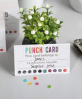 Punch Card Loyalty Pack Of 200 For Kids And Students Reward Cards For Classroom Behavior Incentives Teachers Can Use For Chores At Home Or For Grades Office Boost shown with card displaying punches next to decorative plant