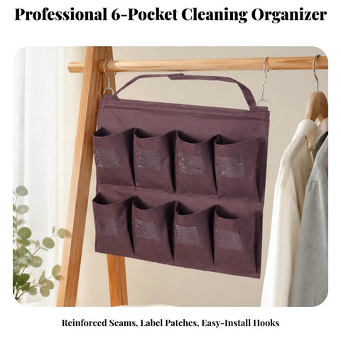 Slick Heavy Duty Six Pocket Hanging Closet Organizer With Reinforced Carry Handle And Breathable Storage Slots For Streamlined Wardrobe Sorting And Daily No Stress Organization In Matte Black, showcasing six spacious pockets.