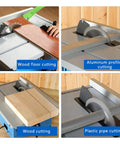Bad Boy 8 Inch Mini Table Saw Electric Power Tool A Real Game Changer For Home Workshops Built Like A Tank With Dust Shroud And Overload Safety For Dead On Cuts Every Time in use for wood, aluminum, and plastic cutting.