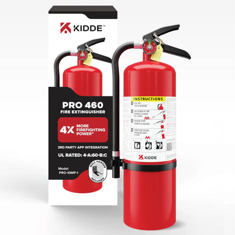 Pro Grade Fire Extinguisher For Office And School Use Rechargeable 4A60BC with 4X More Firefighting Power, steel body, front view