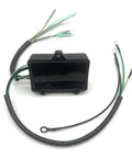 Mercury Outboard CDI Power Pack Switch Box Replacement For 6HP To 25HP Two Stroke Engines With Four Magnet Flywheel Fits 1999 Through 2006 855713A3 855713A4, front view with attached wiring