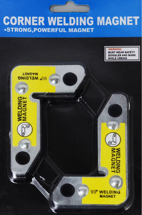 RIVERWELD magnetic corner squares, 2-pack welding magnets with yellow labels, 90° right angle, 25 lb pull