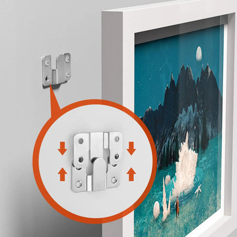 Heavy Duty Interlocking Flush Mount Brackets With Screws For Picture Frames Headboards And Sofas Stainless Steel Z Clips Hardware For Art Gallery Wall Mounting installed on framed wall art