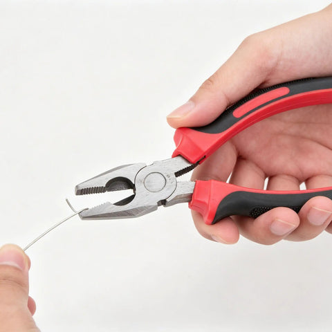 Person using pliers from All-In-One 140-Piece Home Tool Set For DIY And Home Repairs With Organized Storage Case