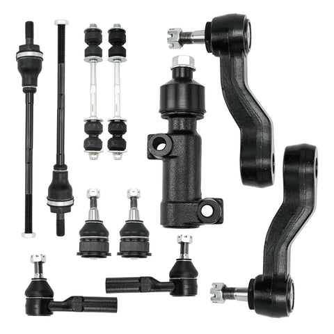 Front Upper Control Arm With Ball Joint Replacement Kit For Chevy Express And GMC Savana Vans, 11 Piece Set, Fits 2003-2008 Models, Beefed Up Suspension Upgrade For Better Handling And Ride Quality, black steel parts