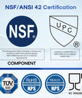 NSF ANSI 42 certification logos for 1 Micron 2.5 Inch By 10 Inch Whole House CTO Carbon Sediment Filter Cartridge Pack Of Four