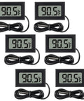 Six Pack Digital Thermometer Set With 1M Waterproof NTC Probe For Car, Greenhouse, Aquarium, Fridge, Freezer And Indoor Rooms