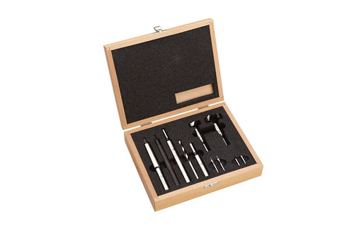 Premium Four Piece Forstner Bit Set Built For No Headache Splinter Free Cuts With Fischers Edge Design and storage case.