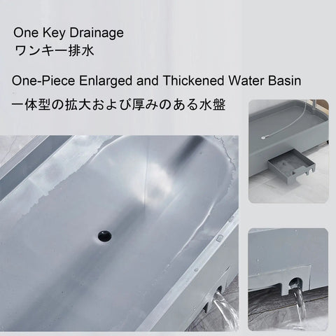 Versatile Mobile Commercial Mop Rack With Broom Holder And 8 Slots Cleaning Tool Cart With drainage basin detail.