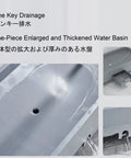Close-up of a one-piece enlarged and thickened water basin with drainage feature in a gray heavy-duty movable mop rack