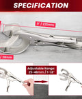 No Sweat 9 Inch Locking Pliers Set With U Shaped Welding Clamps And Heavy Duty Sheet Metal Holders Perfect For Metalworking Shops Garage Projects And Custom Auto Frame Fabrication 4 Pack showing specifications and adjustable range.