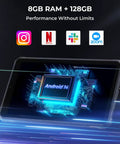 Built Solid Android 14 Rugged Tablet With 8.68 Inch Display Featuring GPS For UTV Off Road Adventures, showing 8GB RAM and 128GB storage.