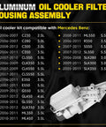 Aluminum Oil Cooler Filter Housing Assembly For Mercedes Benz 2006 2012 Models E Class C Class GLK ML S CLS CLK SLK R Series