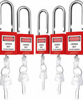 Lockout Tagout Five Pack Identical Padlocks Red Color With Two Keys Per Lock Key Alike Safety Locks For Stations And Devices
