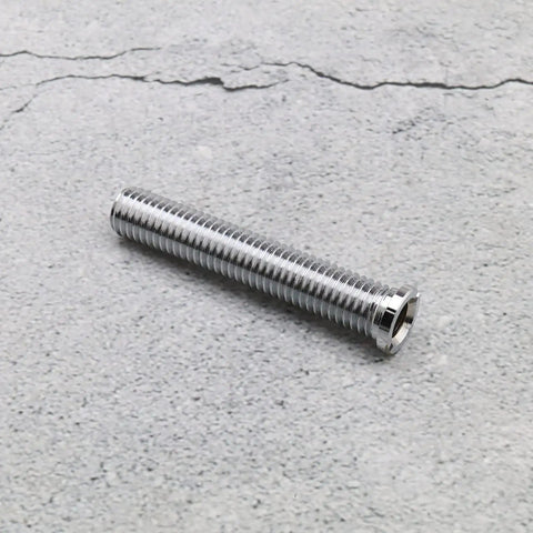 Rock Solid 70mm Chrome Plated Brass Extended Bolt Screw for Kitchen Sink Basket Strainer Replacement on grey background.
