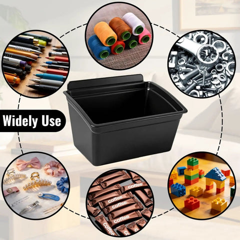 6 Pack Slat Wall Bins Durable Plastic Storage Bins For Workshops And Retail Stores with various usage examples