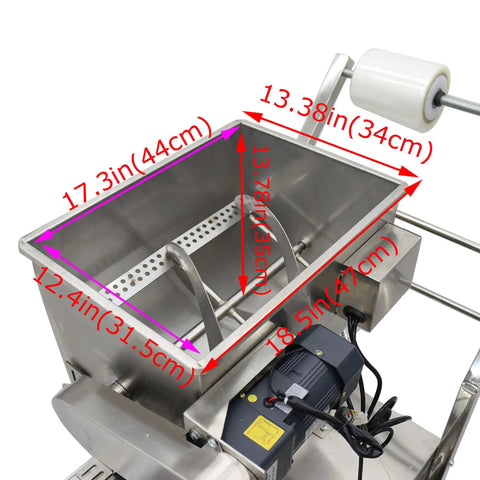 Automatic Quantitative Filling And Sealing Machine Packs 10 To 100 Ml With Slick Horizontal Mixing Hopper showing dimensions 17.3in x 12.4in.
