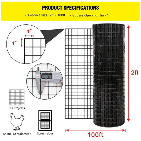Vinyl Coated Welded Hardware Cloth 16 Gauge 24x100 Inch Heavy Duty Fence Mesh For Home And Garden Projects Rust Resistant