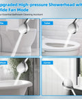 All Metal CUPC Certified 8 Inch Rainfall Shower Head and Handheld Combo cleaning tile, toilet, bathtub, and corner surfaces.