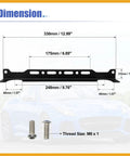 Universal Oil Cooler Mounting Bracket Kit 330mm Aluminum Alloy Black dimensions with screws shown